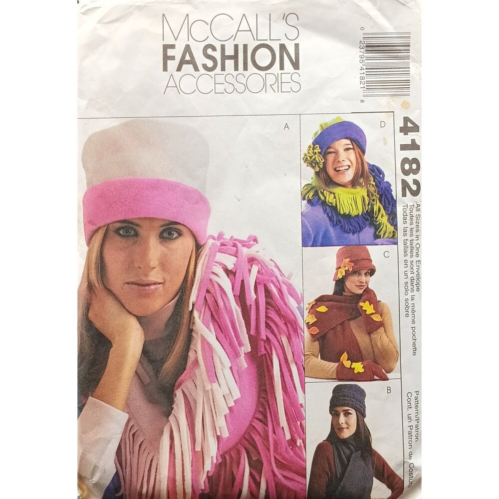 Vintage McCalls Fashion Accessories Pattern 4182 Hats Scarves & Gloves 2003